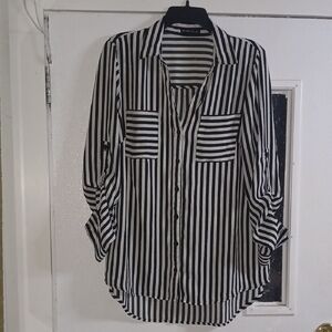 My Michelle Black and White Striped Blouse